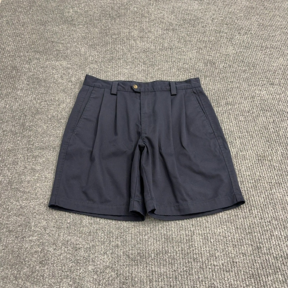 Dockers Shorts Mens 31 Navy Cotton Pleated Chino Casual Classic Style